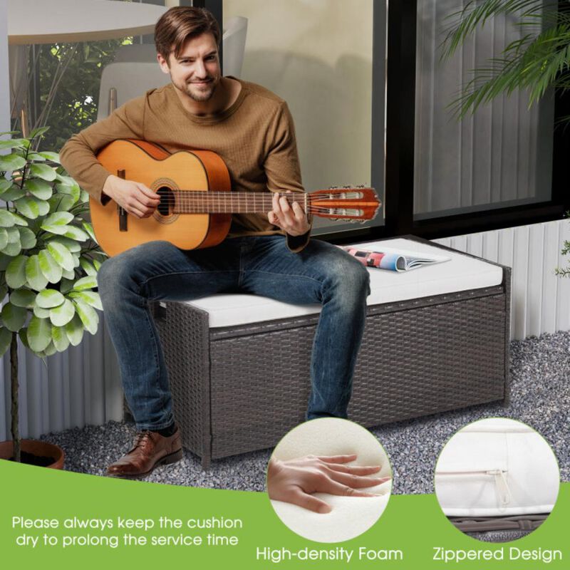Hivvago 34 Gallon Patio Storage Bench with Seat Cushion and Zippered Liner