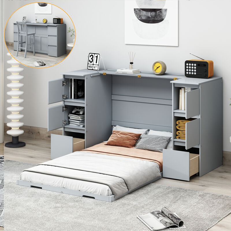 Merax Murphy Bed with Drawers