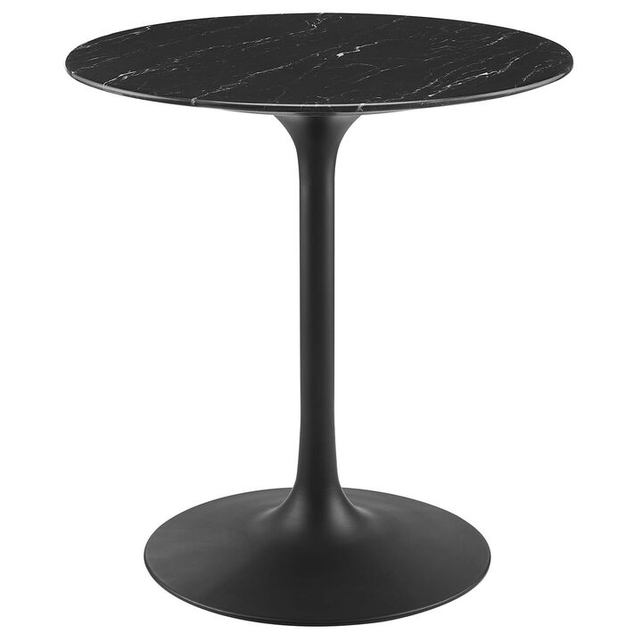 Modway - Lippa 28" Round Artificial Marble Dining Table Black Black
