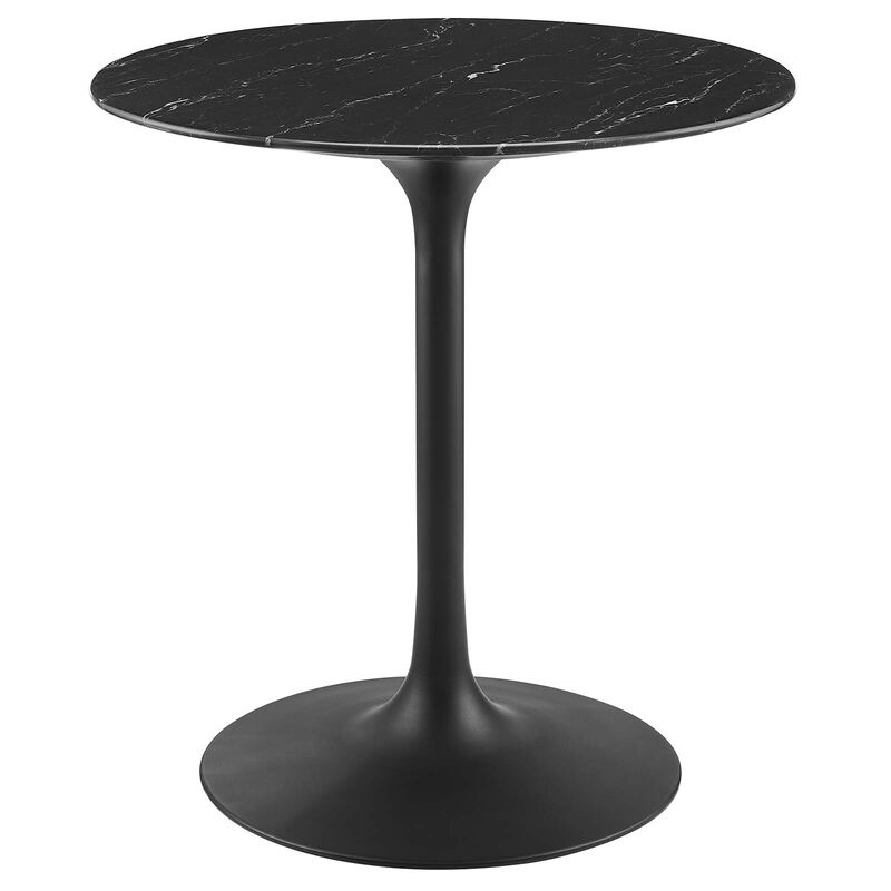 Modway - Lippa 28" Round Artificial Marble Dining Table Black Black