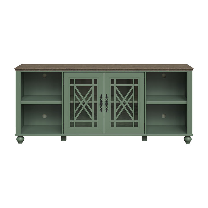 FESTIVO 70" Vintage Style TV Stand with Carved Doors for TVs Up to 80"