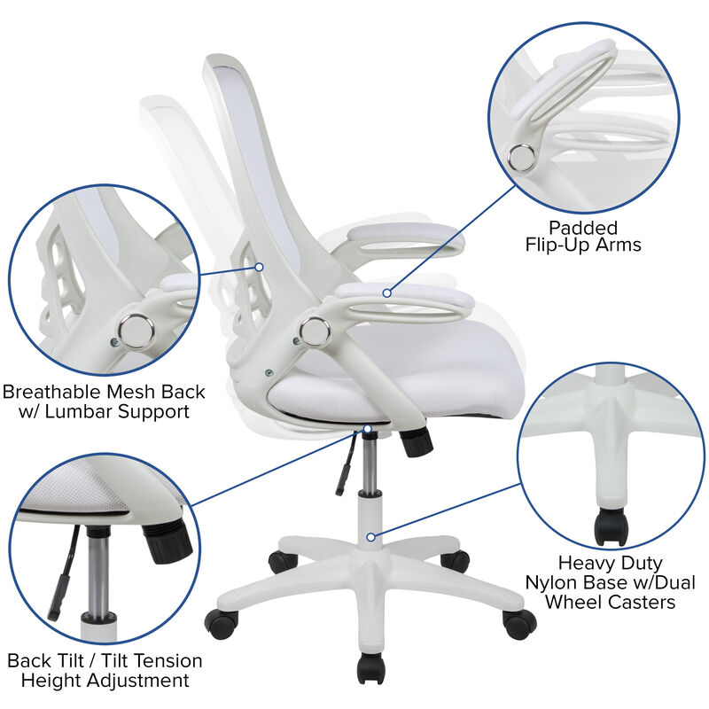 Porter High Back   Mesh Ergonomic Swivel Office Chair with Frame and Flip-up Arms