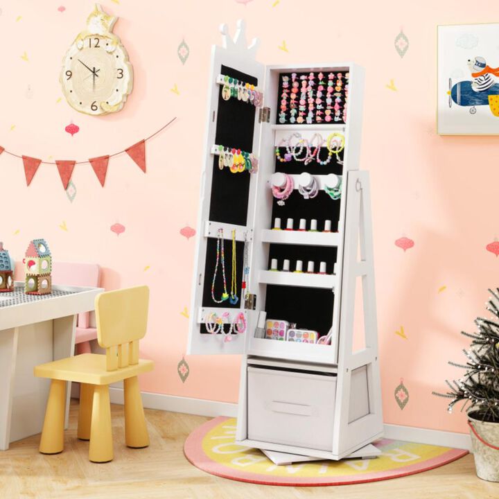 Hivvago Kids Jewelry Armoire Cabinet with Large Storage Capacity and Swivel Base