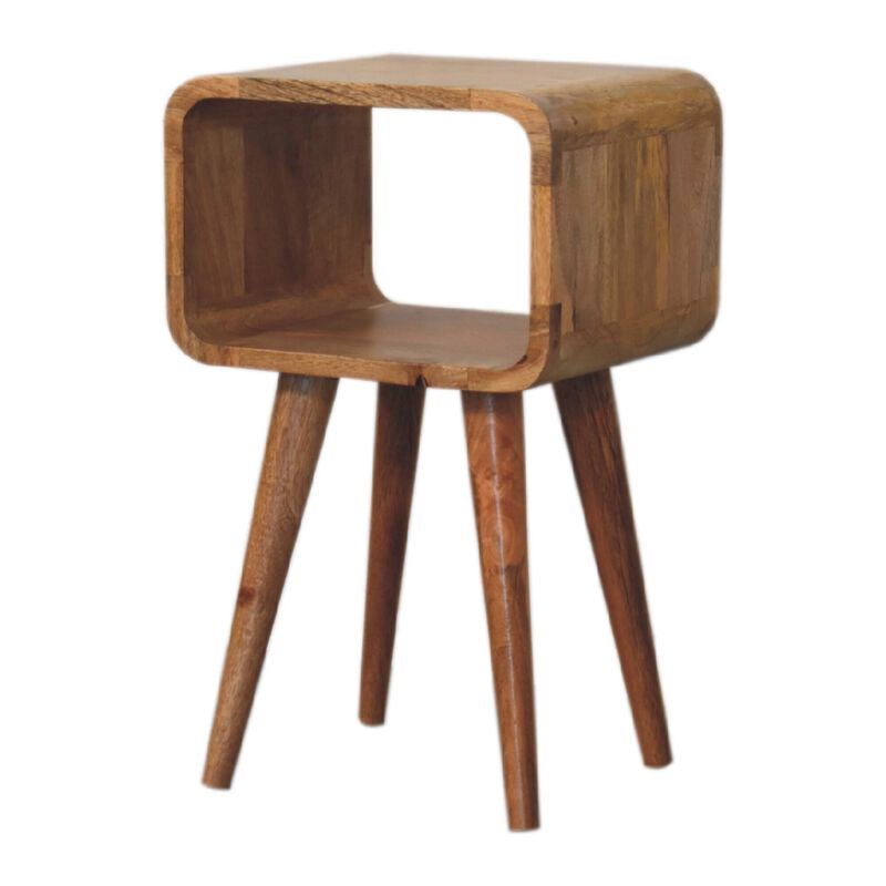 Mini Curved Solid WoodOpen NightStand