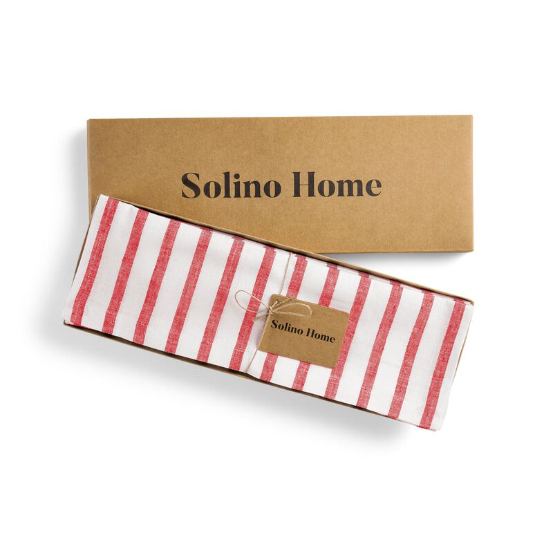 Solino Home 100% Pure Linen 14 x 19 Inch Placemats Set of 4 | Madison Stripe