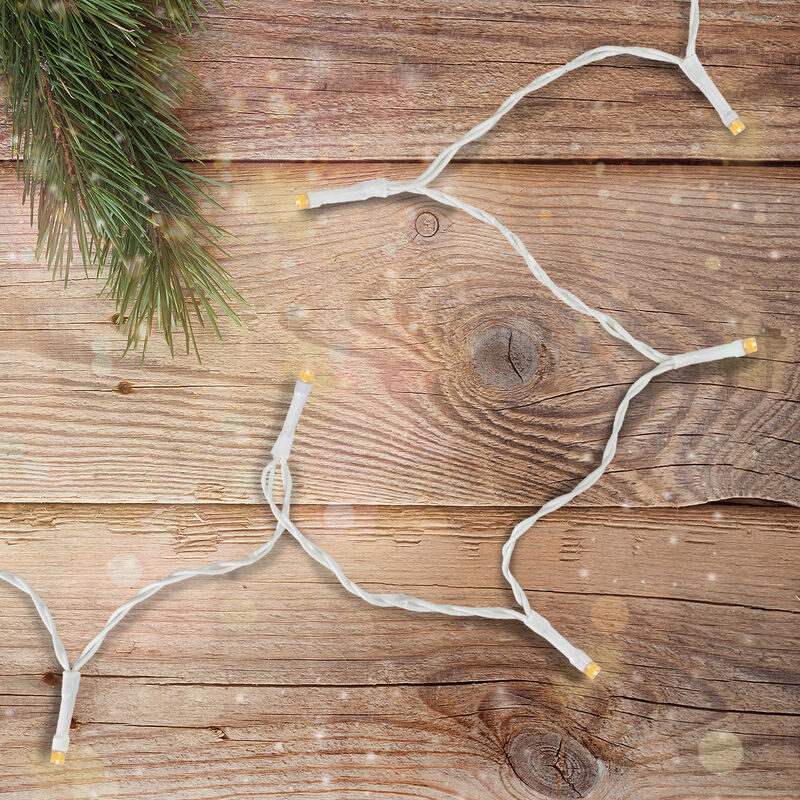 10 B/O Warm White LED Wide Angle Christmas Lights - 3 ft White Wire