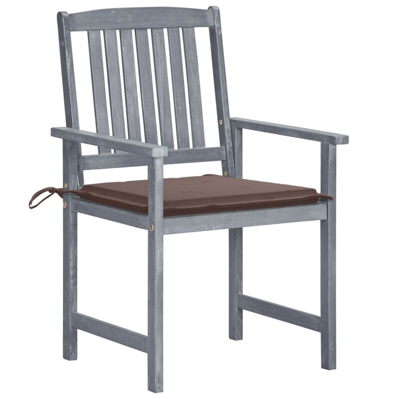 vidaXL Patio Chairs with Cushions 6 pcs Solid Acacia Wood Gray