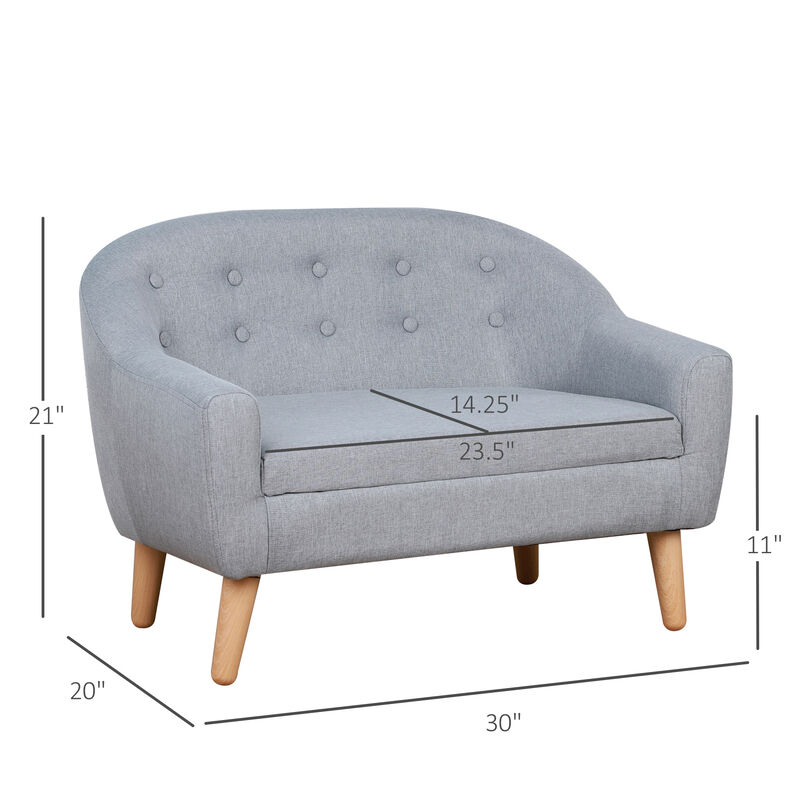 Cozy Children Sofa Couch Sturdy Wood 2 Seat Armrest Chair Kids Pink