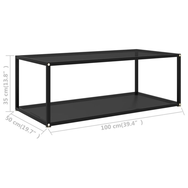 vidaXL Tea Table Black 39.4"x19.7"x13.8" Tempered Glass