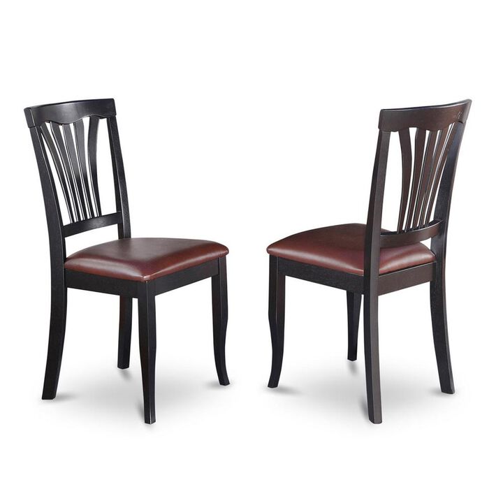 Avon Chair for dining room With Faux Leather Seat - Black Finish, Set of 2