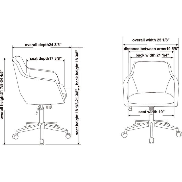 Lorell Mid-century Modern Low-back Task Chair - 24.6 x 24.6 x 34.9