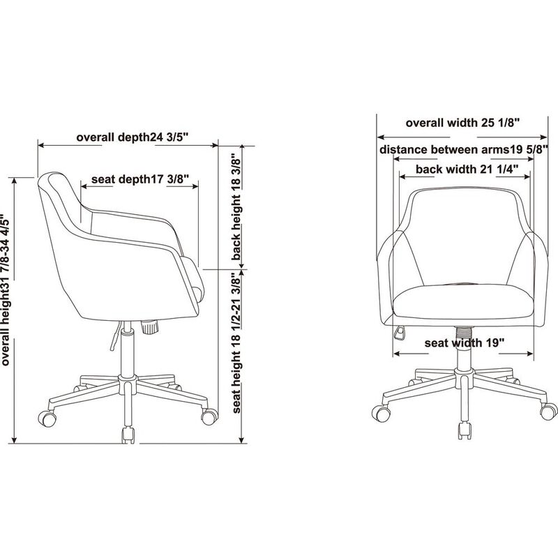 Lorell Mid-century Modern Low-back Task Chair - 24.6 x 24.6 x 34.9
