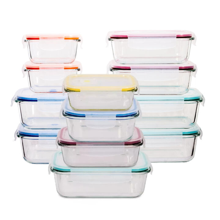 Lexi Home Durable 12 Piece Glass Meal Prep Food Containers with Snap Lock Lids