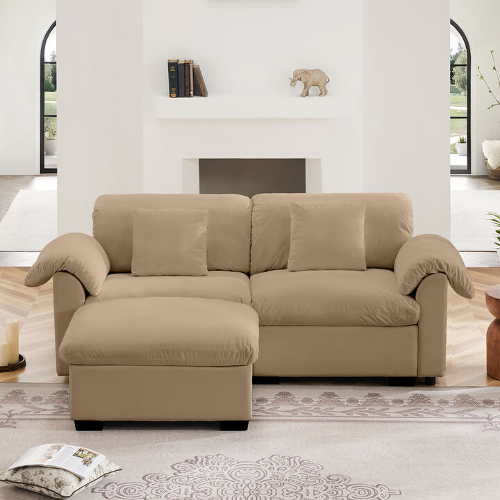 Merax Loveseat Sofa with Storage Reversible Ottoman