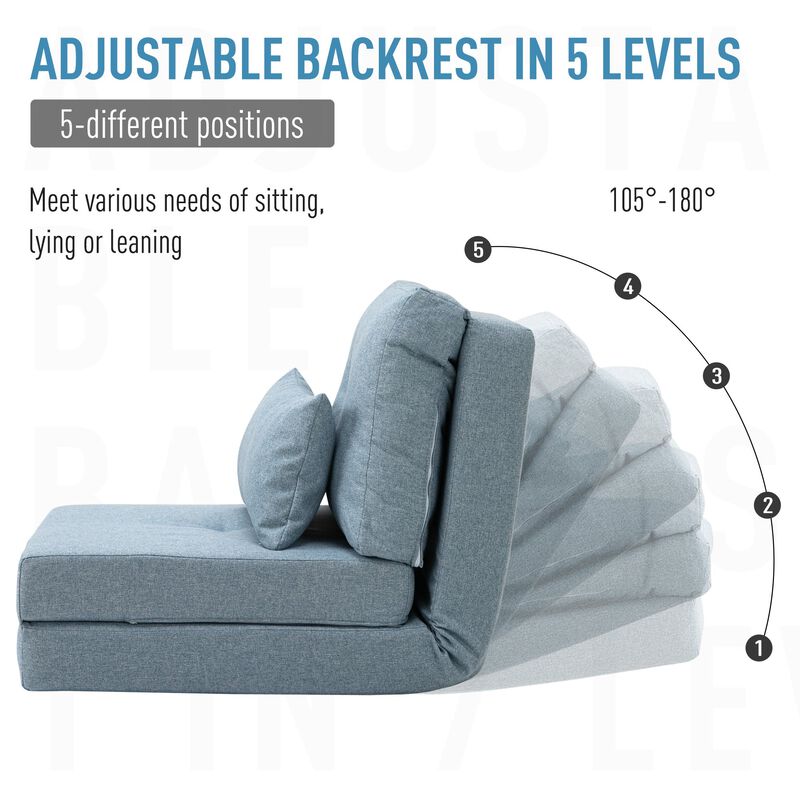 Blue Versatile Seating: Flip Chair Convertible Sofa Bed