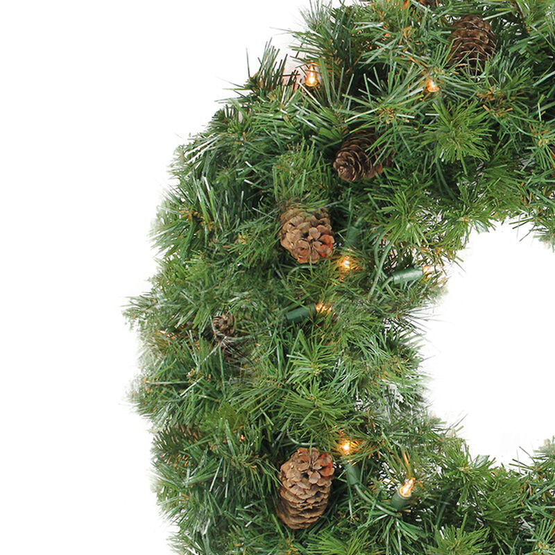 Pre-Lit Dakota Pine Artificial Christmas Wreath - 24-Inch  Clear Lights