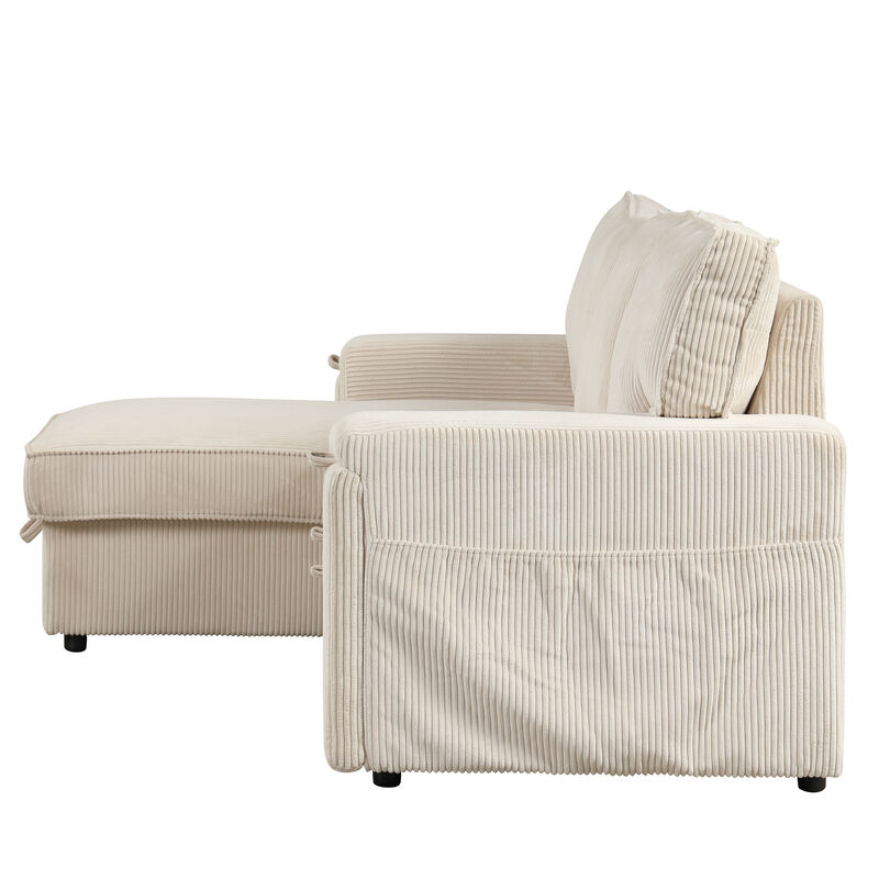 Merax Upholstery Sleeper Sectional Sofa with Storage