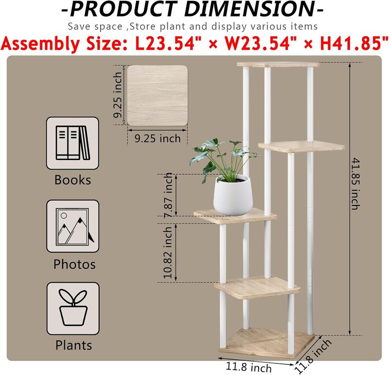 5 Layers White Shelving, Plant Stand, Interior Metal Flower Stand