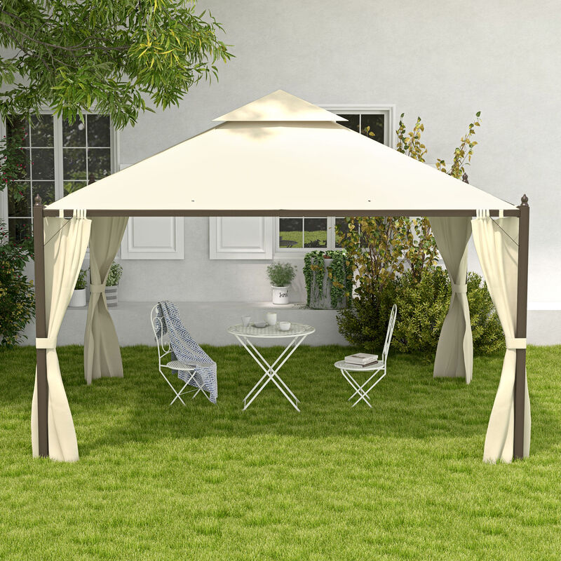 Gazebo Double-tier 10ft�12ft Shelter Shade Awning Canopy Patio Curtain Outdoor