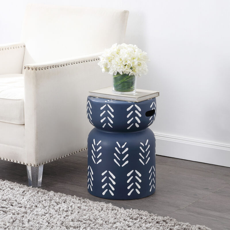 Kiri Modern Bohemian Arrow Pattern Drum Indoor/Outdoor Garden Stool