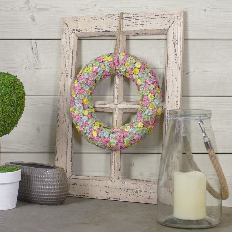 Multi-Colored Daisy Artificial Spring Floral Wreath  10-Inch