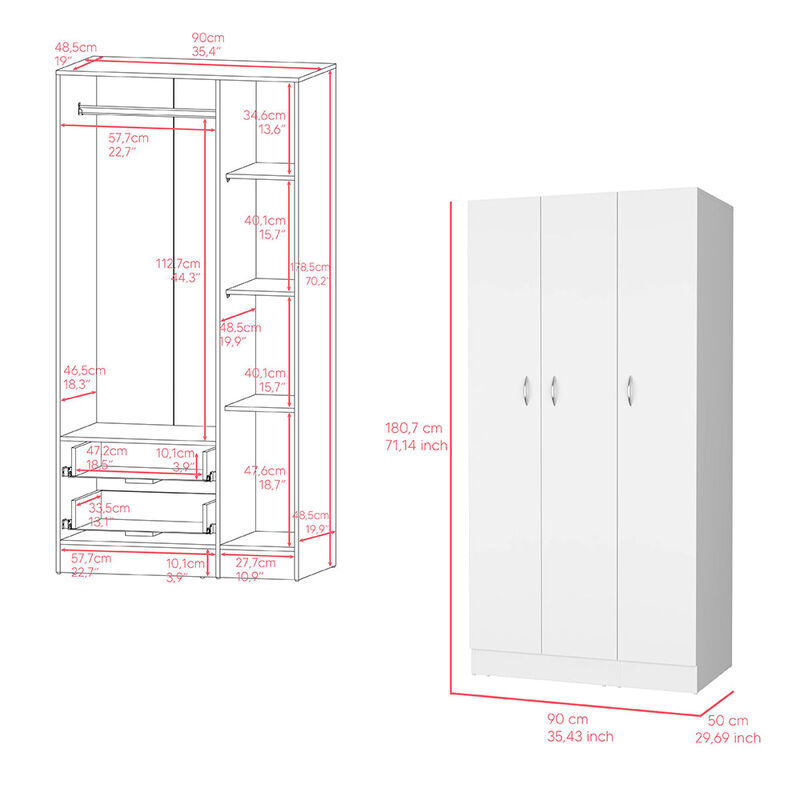 Wardrobe Erie, Bedroom, White