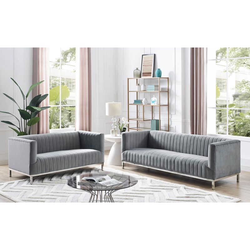 Inspired Home Jay Velvet Loveseat