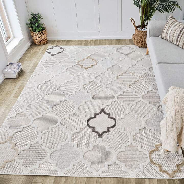 Boho Moroccan Modern Cream Beige Indoor Area Rug