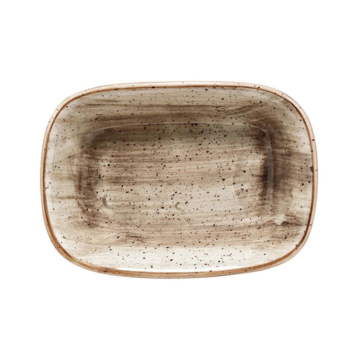 Terrain 5.5" x 4" x h:1.25" 7 oz. Rectangular Brown Porcelain Deep Plate (Set of 2)