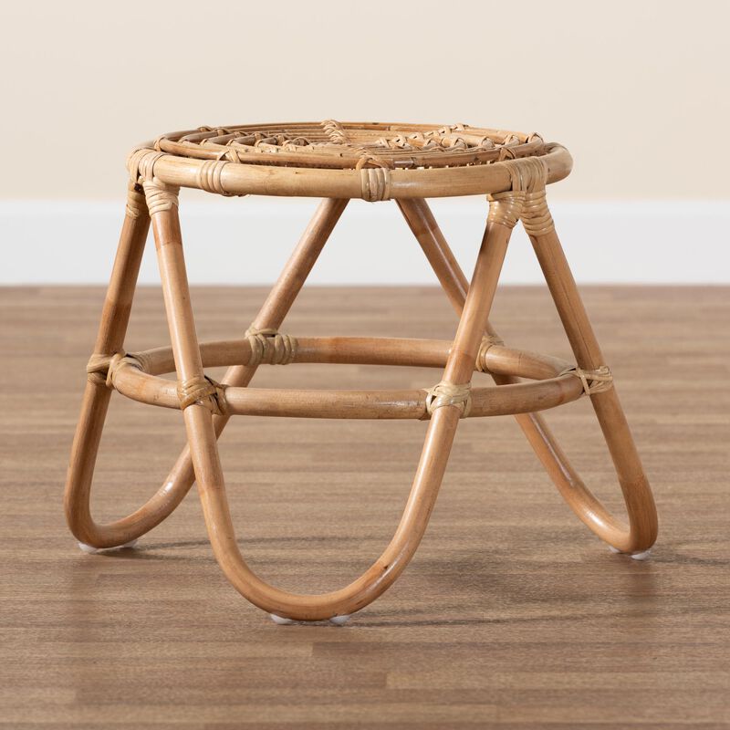 Baxton Studio Jacinda Modern Bohemian Natural Brown Rattan End Table