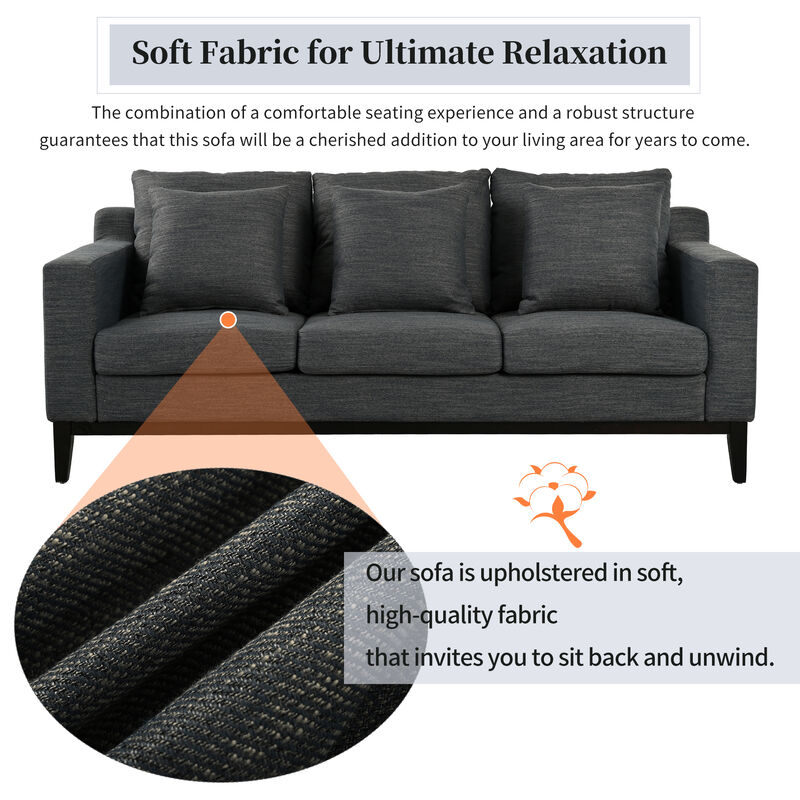 Merax Comfy 3-seat Sofa with Wooden Legs