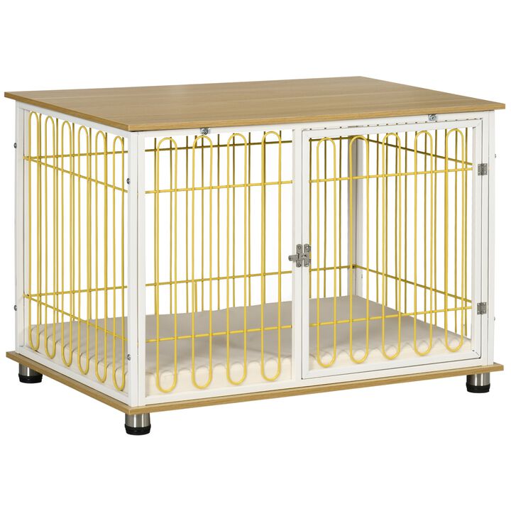 Oak Dog Furniture: 2-in-1 Crate End Table with Washable Cushion
