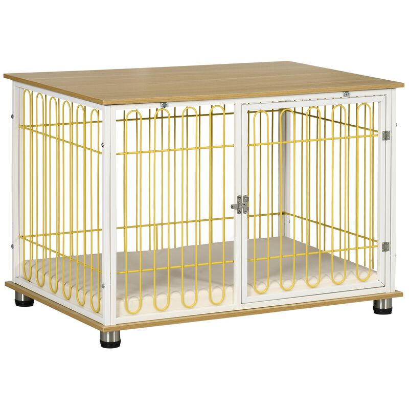 Oak Dog Furniture: 2-in-1 Crate End Table with Washable Cushion