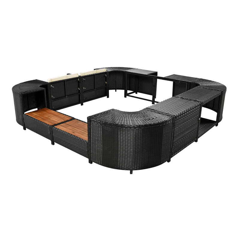 Merax Spa Frame Quadrilateral Outdoor Rattan Sectional Sofa