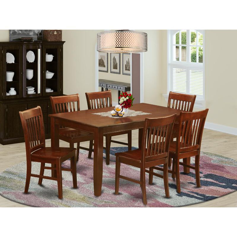 East West Furniture 7  Pc  Dining  room  set  for  6-  Dining  Table  and  6  Dining  Chairs