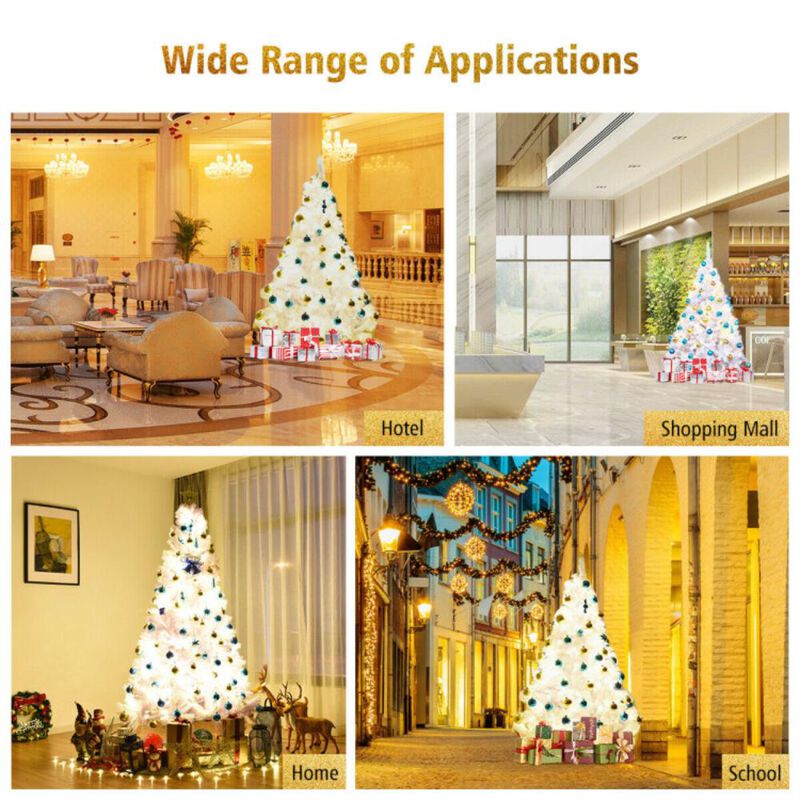 Hivvago 6/7.5/9 Feet White Christmas Tree with Metal Stand