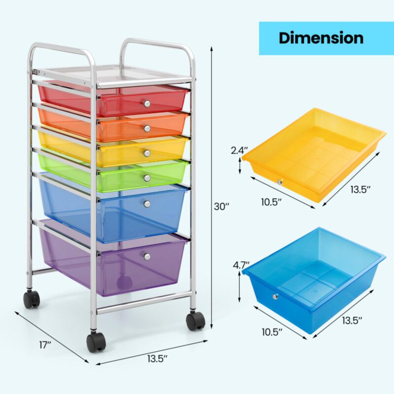 Hivvago 6 Drawers Rolling Storage Cart Organizer