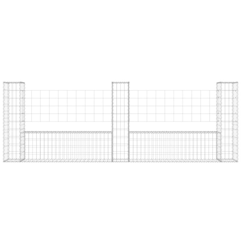vidaXL U-shape Gabion Basket with 3 Posts Iron 102.4"x7.9"x39.4"