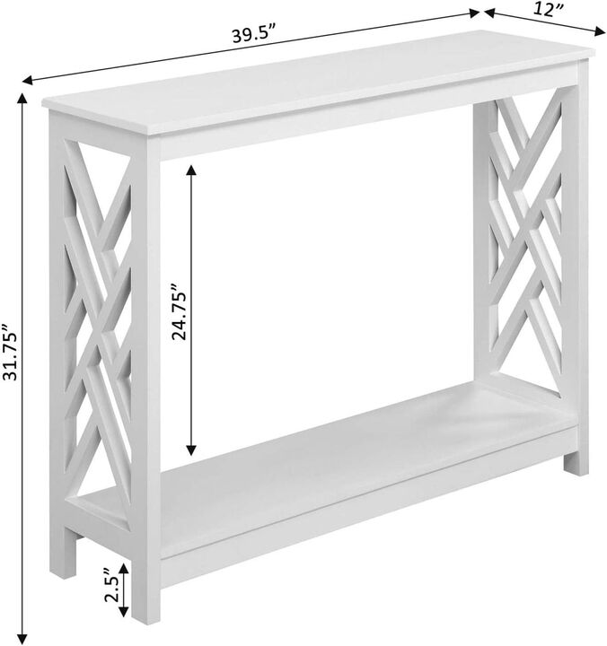 Convenience Concepts Titan Console Table with Shelf, White