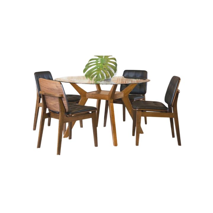 Coaster Paxton Round Glass Top 5-piece Dining Set Nutmeg
