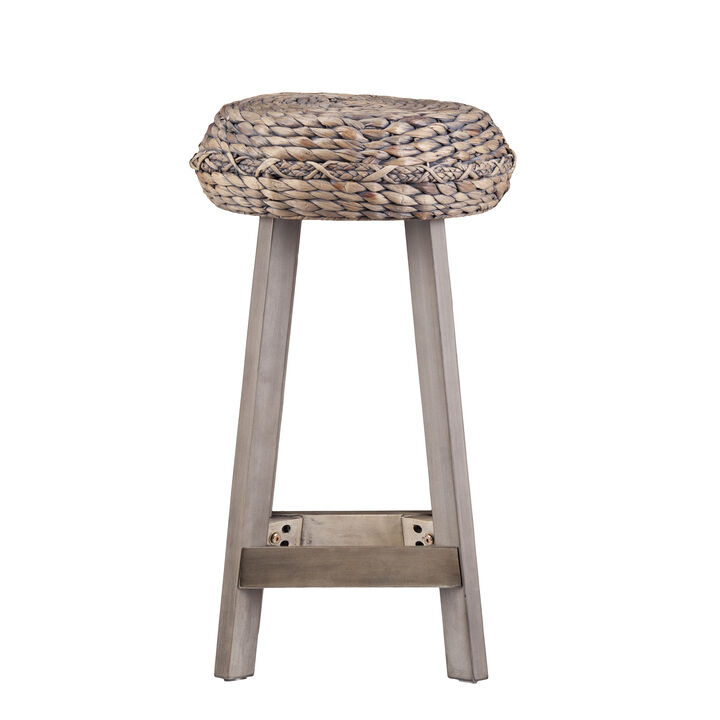 Rutina Backless Round Water Hyacinth 24" Stools 2pc Set
