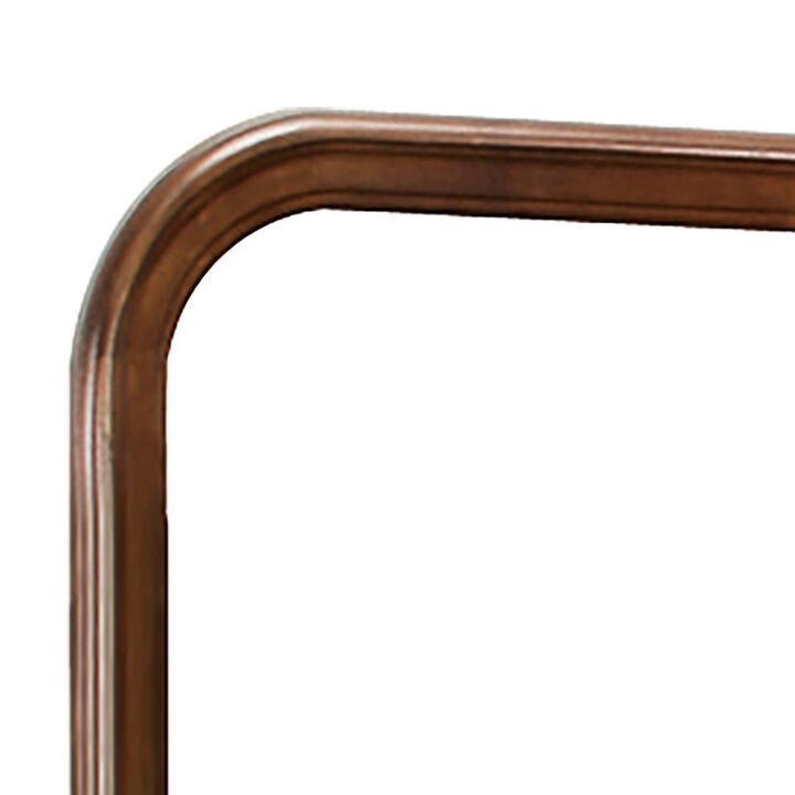 Arched Molded Design Wooden Frame Mirror, Cherry Brown and Silver-Benzara