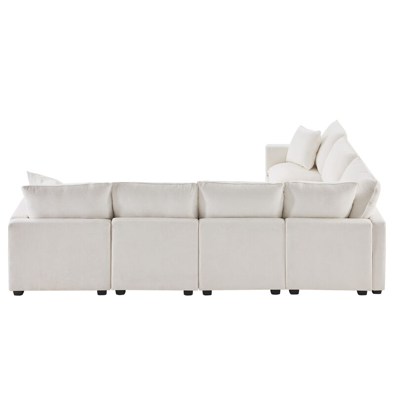 Merax Modern U Shape Modular Sofa with 2 Pillows