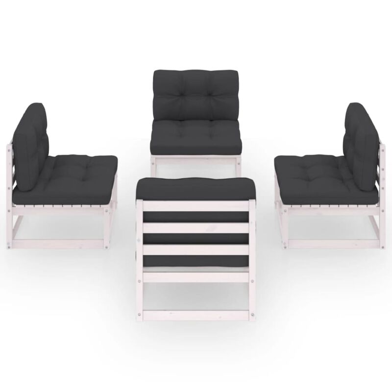 vidaXL 4 Piece Garden Lounge Set with Cushions Solid Pinewood
