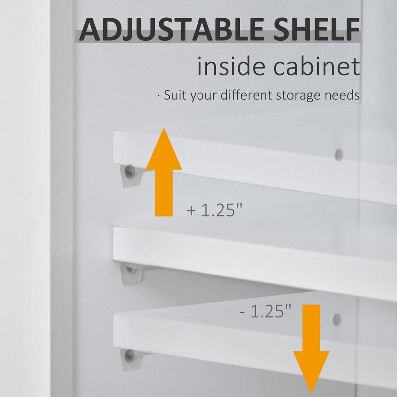White Wall Organizer: Wood Medicine Cabinet with Mirror and Shelf