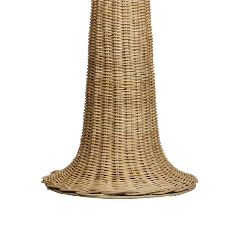 27 Inch Table Lamp, Tree Trunk Base, Tapered Shade, White, Natural Brown  - Benzara