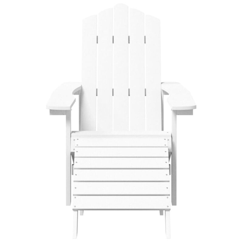 vidaXL Resistant HDPE White Patio Adirondack Chairs with Detachable Footstool and Table, Weather-Resistant, Low-Maintenance, Comfortable Design, Perfect for Garden/Terrace
