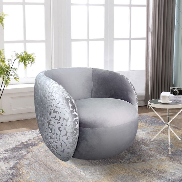 Pasargad Home Allure Modern Swivel Base Barrel Chair, Grey