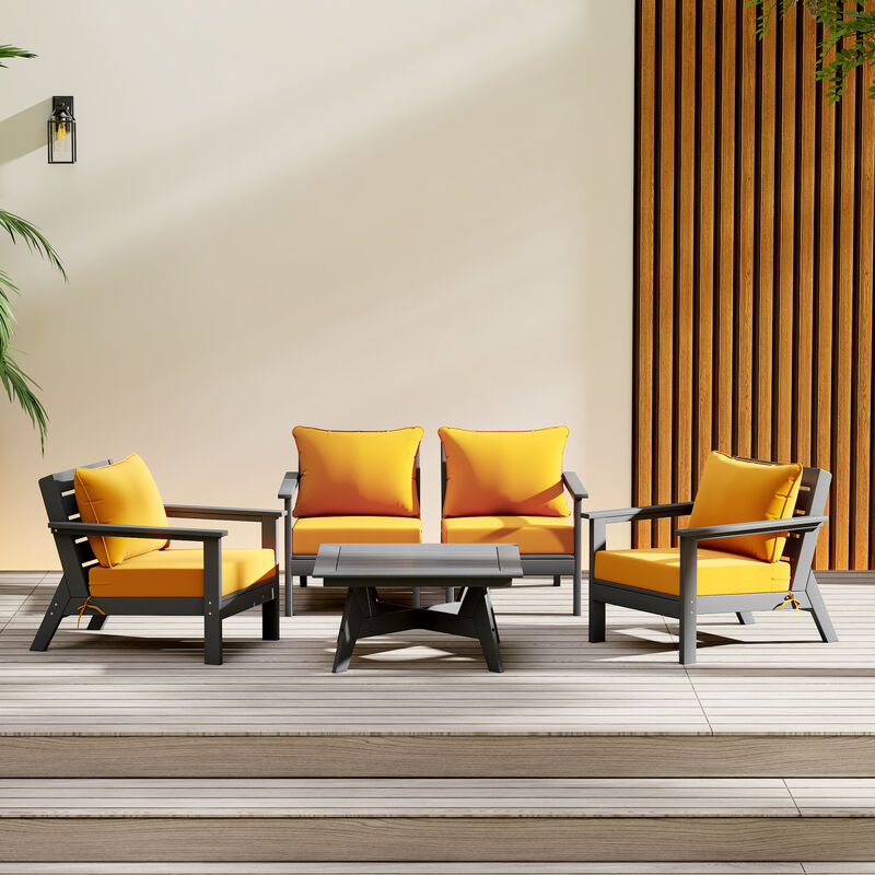WestinTrends Outdoor 5-Piece Modular Sectional Patio Furniture Sofa Set