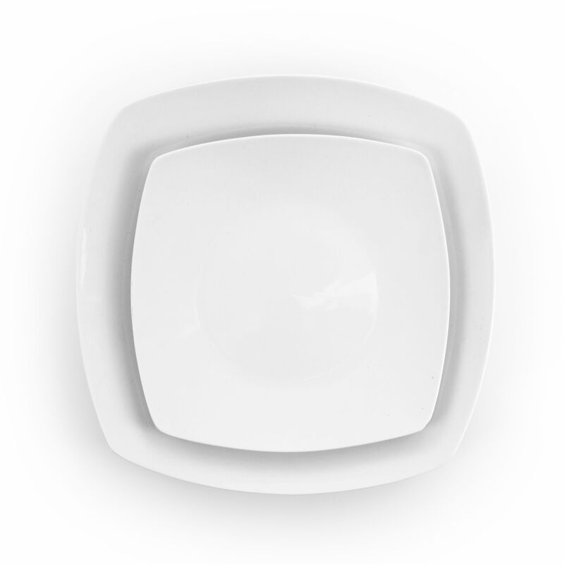 Elama Newman 18 Piece Square Porcelain Dinnerware Set in White